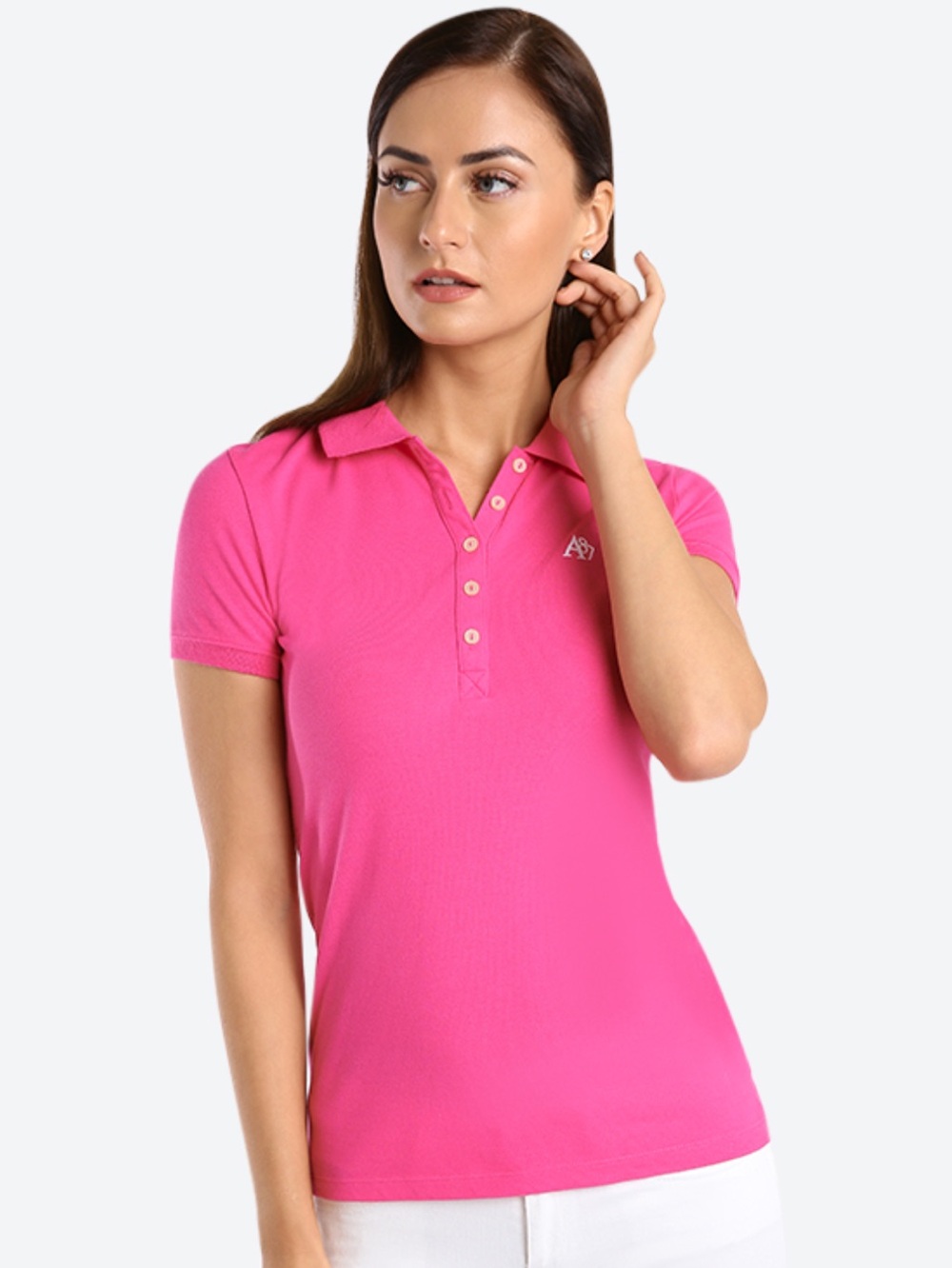 Woman’s  5-Button Placket Short Sleeve Polo Shirt
